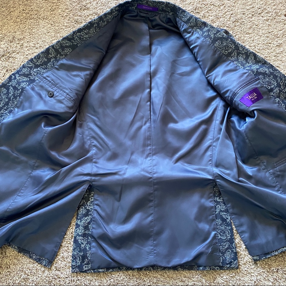 Tallia Blue Textured Paisley Cotton Blazer - Lined - Picture 7 of 14